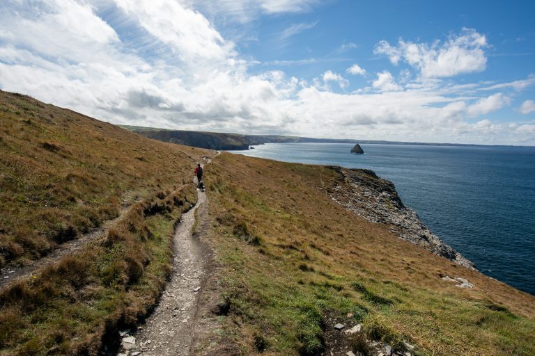 Section of South West Coast Path in Tintagel, Cornwall, UK.