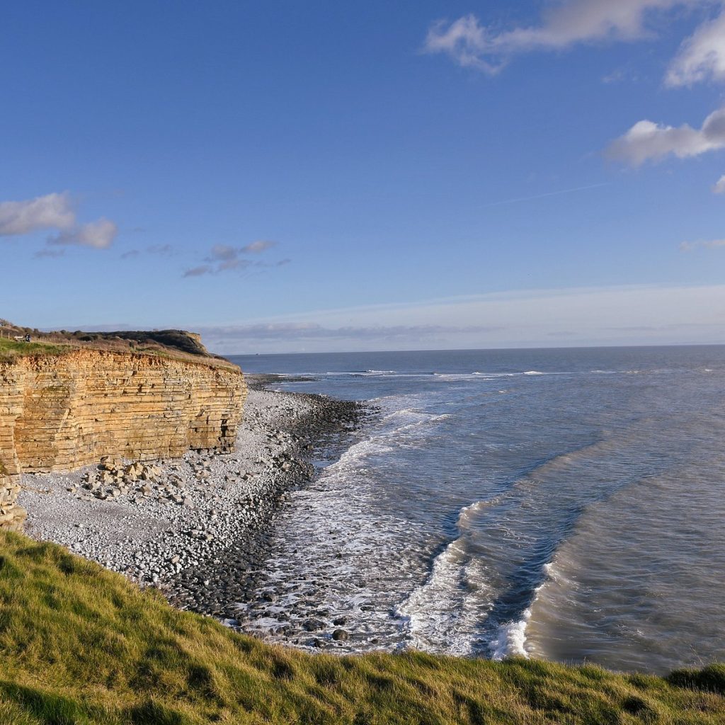 View from the cliffs overlooking Llanwit Major Beach.