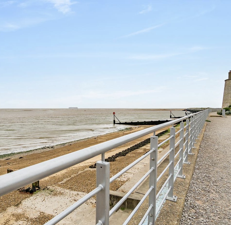 Rails along the seafront path at Felixstowe in Suffolk.