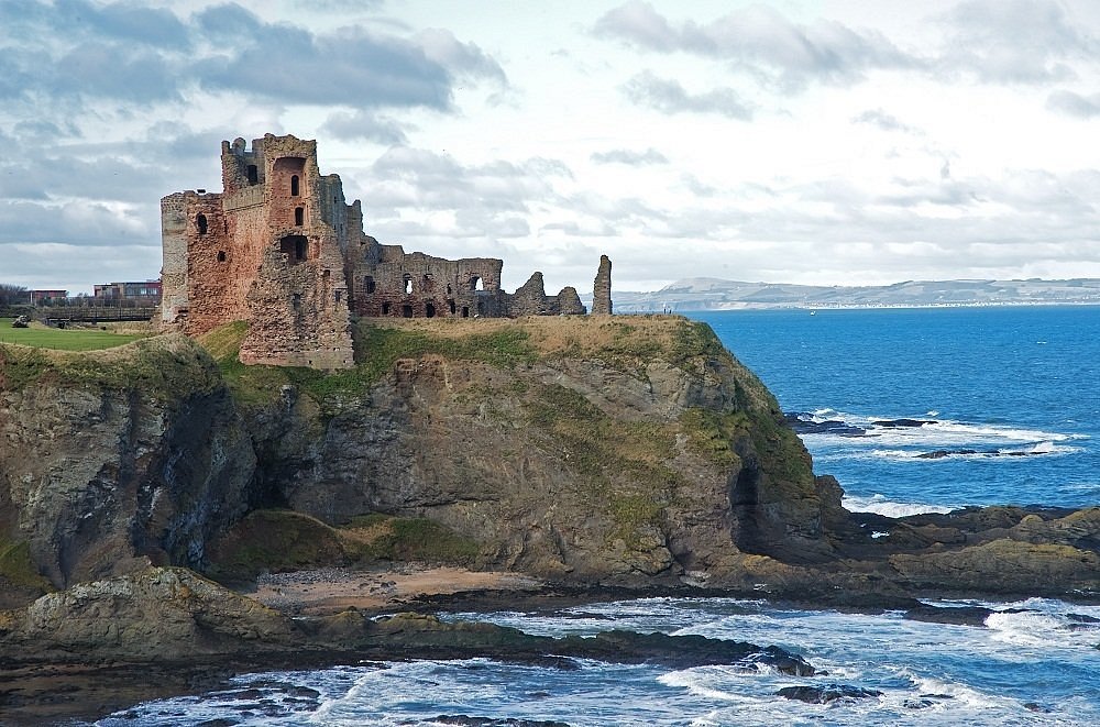 Tantallon Castle perched on the headland near North Berwick in East Lothian, Scotland.